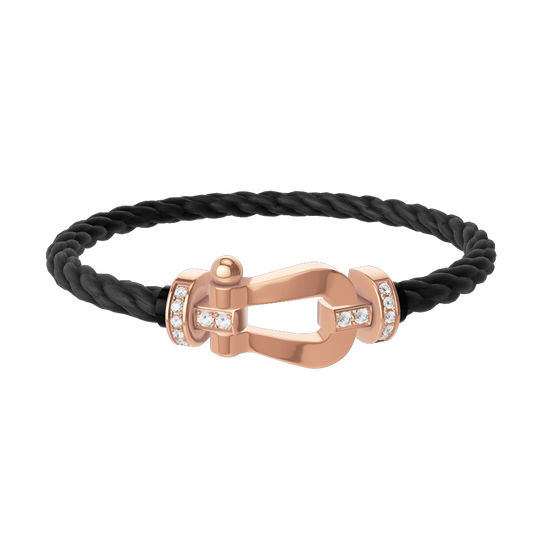 Force 10 Large Rose Gold and Diamond Pav&eacute; Cable Bracelet image number 0